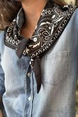 Western Bandana Triangle Silk Neckerchief Black